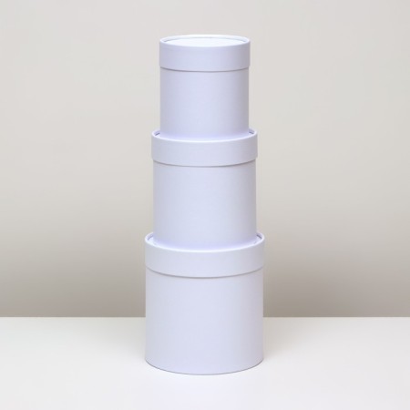 Set of round boxes 3 in 1, "white", 16x16, 14x14, 12x12 cm-3