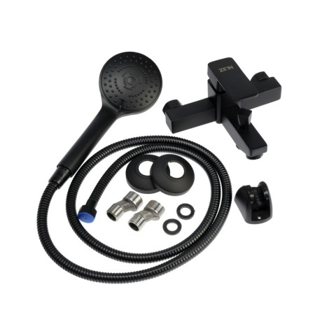 Bath mixer Zein Z3843, single -leaf, shower set, watering can 5 modes, black-10