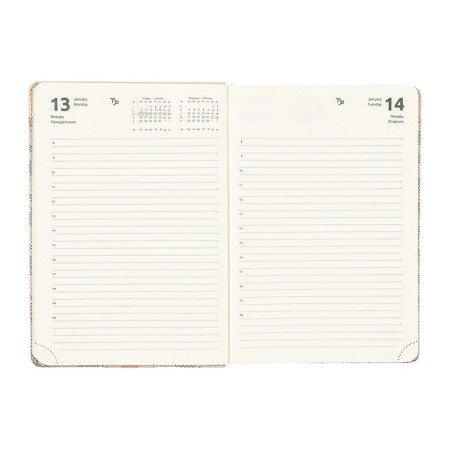 Dated 2025 DATA A5 168 sheets, DEVENTE. Expert, integral cover to leatherette, pocket, perforation, liesse, cream block 70 g/m2, gray-10