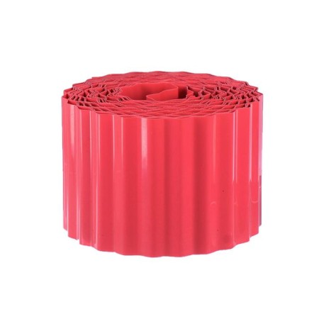 Border tape, 0.1 × 9 m, thickness 0.6 mm, plastic, corrugation, red, Greengo-6