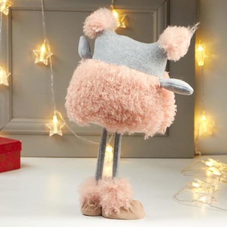 Interior doll "owl in pink curly coat" 42x15x19 cm-2
