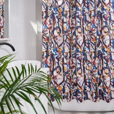 EXPRESSIA curtain for the bathroom fabric 180x180 cm, white-black yellow color