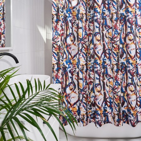 EXPRESSIA curtain for the bathroom fabric 180x180 cm, white-black yellow color