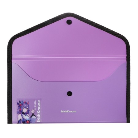 Folder-convert on a 260 x 140 mm button (Travel), 600 μm, Erichkrause "Matt Manga", with extension, opaque, embossing "sand", mix-5