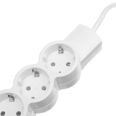Duwi extension cord, 3 sockets, 1.5 m, 10 A, 2200 W, PVS 3x0.75 mm2, with salary, white-1