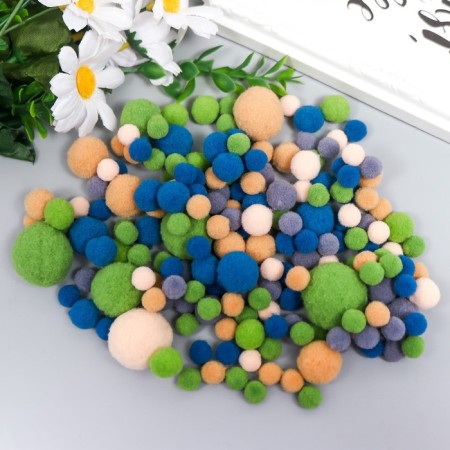 Decor for creativity "Pomponchiki. Melange" d = 1-3 cm set 135 pcs