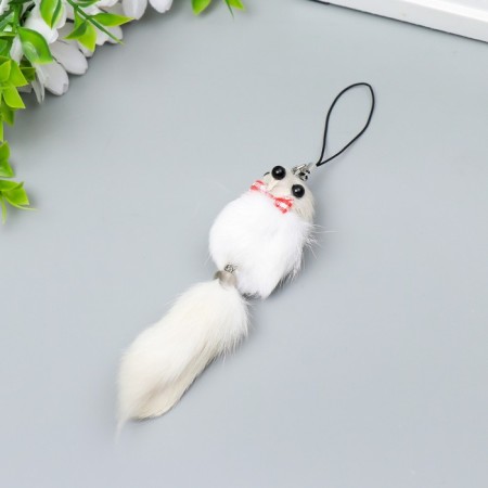 Fluffy on the suspension "White Mouse" mix 8.5x3.5x3.5 cm-1