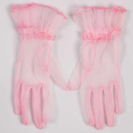 Carnival accessory - transparent gloves with a skirt, pink color-3