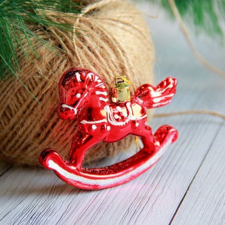 Jewelry decoration "Horse-rocking" (set 3 pcs) 6x8 cm, red
