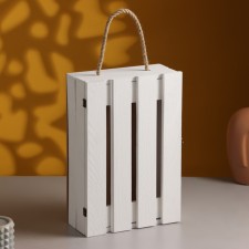 Gift box 30 × 20 × 10 cm wooden with a folding lid, with a lock, pen, white