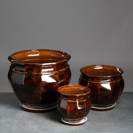 Set of pots 3 pcs. "Mirage" brown: 14.5l, 5.3l, 2l
