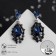 Earrings with rhinestones "carnival" chic, blue color in black silver