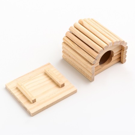 Wooden rodent house, 11 x 10 x 9 cm-4