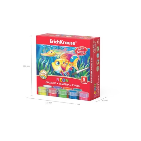 Gouache 9 colors x 20 ml, erichkrause, neon, fluorescent effect, in cardboard packaging-5