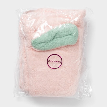Cup for drying the hair of the Dolyan "Ears", microfiber, with a button, pink color-7