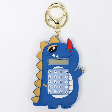 Dino-puzzle with a calculator, on a keychain, Mix color-3