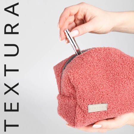 Lightning cosmetic bag, textura, pink color