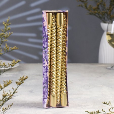 A set of candles of twisted, 2.2x 30 cm, 4 pieces, gold metallic-1