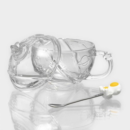 Glass mug with a lid and spoon "Cosmos", 350 ml-1