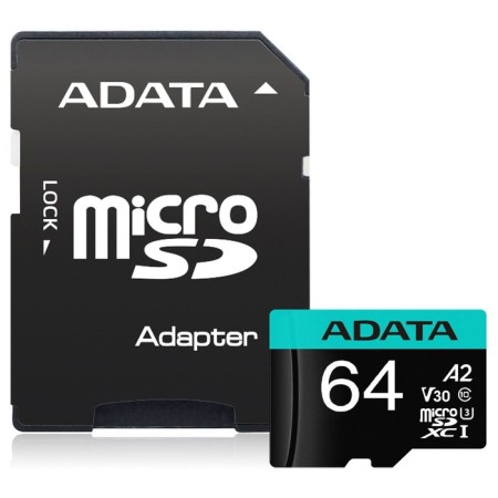 Карта памяти microSDXC 64GB A-Data AUSDX64GUI3V30SA2-RA1 Premier Pro + adapter-1