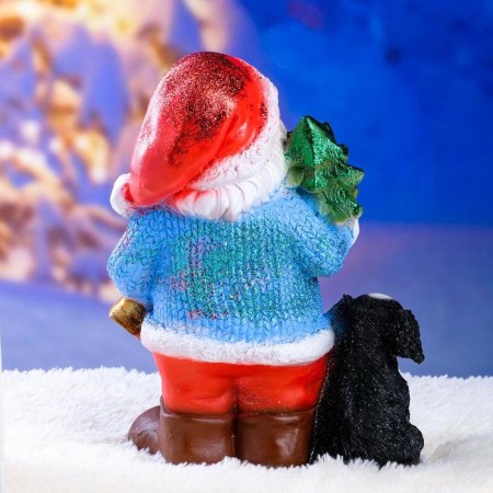 New Year's figure "Santa Claus with a Christmas tree" with sparkles 37cm-5