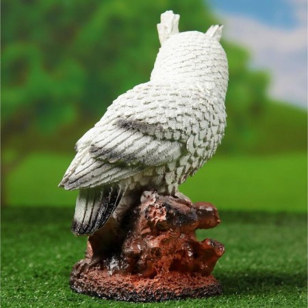 Garden figure "Owl with a bouquet of roses" White, 26cm-2