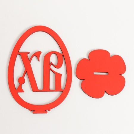Easter decor "XV" 6.5x4.7x9.3 cm (set 2 parts) red-4