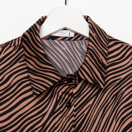 Female blouse, coffee color, zebra print, rn 52-9