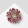 Brooch "Circle of twisted", raspberry color in gold