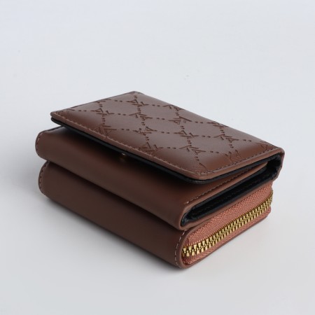 Women's wallet on the button, brown color-2