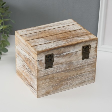 Casket Wood "Rectangular" Bleaned 13.6x18x13.6 cm-3