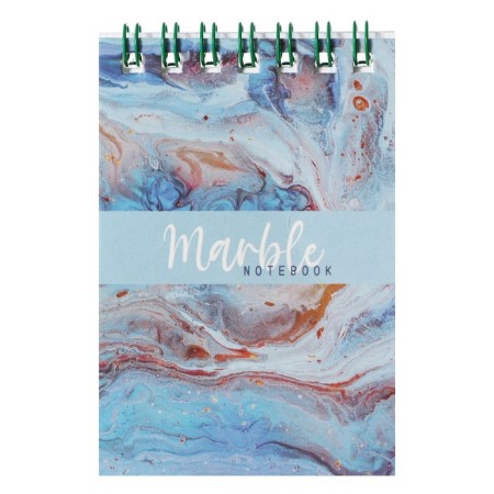 Notepad A7, 40 sheets in a cage on the crest "Marble", cover coated cardboard, offset block, mix-5
