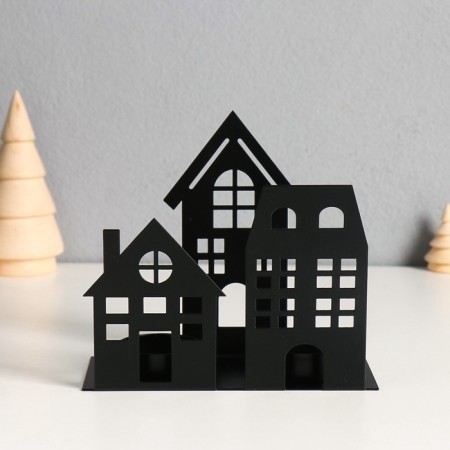 Summary metal for 2 candles "houses" d = 4 cm 14.5x6x13 cm-1