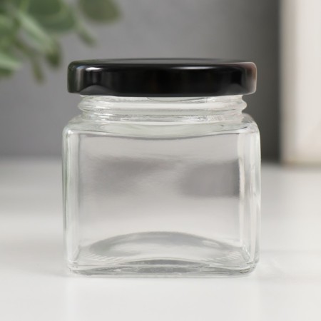 Bank for candles glass with a cover "Four faces" Transparent 80 ml 5.5x5x5.5 cm-1