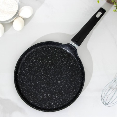 Pancake pan, d = 24 cm, plastic handle, anti -stick coating, dark marble color-1