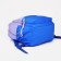 A backpack with a zipper, 4 outer pockets, lilac color/blue color