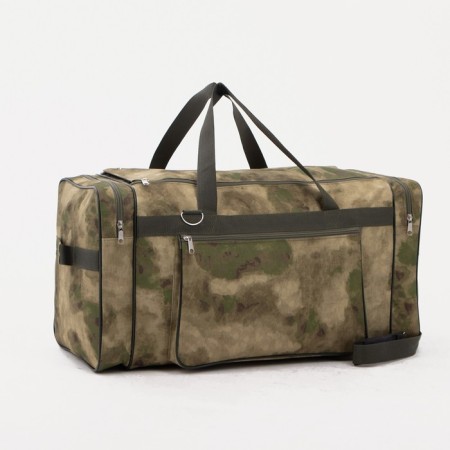 Road bag on lightning, 3 external pockets, a long belt, camouflage color/hack
