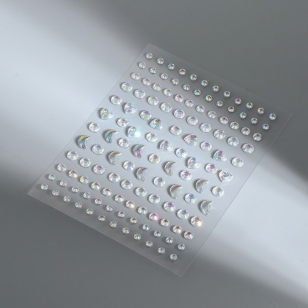 Rhinestones of self -adhesive curly “Assorted”, 128 pcs on a sheet, with holography, silver color-2