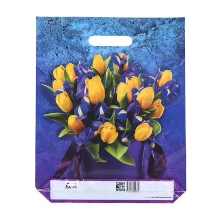 Package "Yellow Tulips", polyethylene with a cut pen, 31x40 cm, 60 μm-1