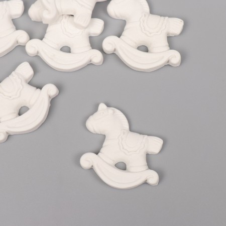 Decor for creativity Polystone "Horse-rocking" White set 6 pcs 3x3 cm
