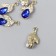 Decor for creativity metal, rhinestones "Two leaves with crystal" gold, blue 1.1x2.1 cm