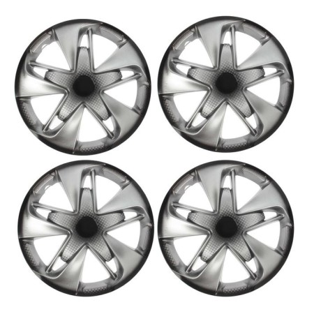 Wheel caps R14 "Super Astra", silver-black carbonate, set 4 pcs.