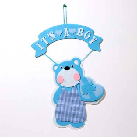 Decorative decoration (suspension) "Bear It’s a Boy" 30.5x30.5x49 cm, blue-1