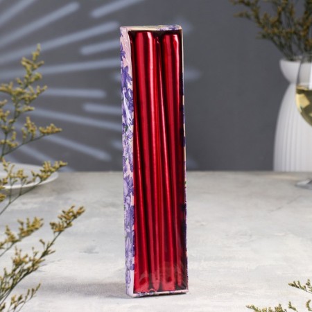 A set of antique candles, 2.2x 30 cm, 4 pieces, ruby ​​metallic-1