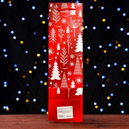 Package laminated for a bottle "Christmas trees" luxury 11 x 38 x 11 cm-1