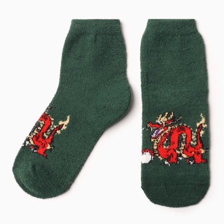 Women's socks "Dragon with an egg", dark green color, size 36-40