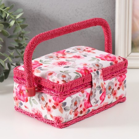 Casket for needlework "Pink flowers" 18x12x9.5 cm