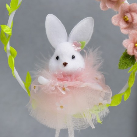 Souvenir suspension "Bunny on a wreath with flowers" mix 15x21 cm-1