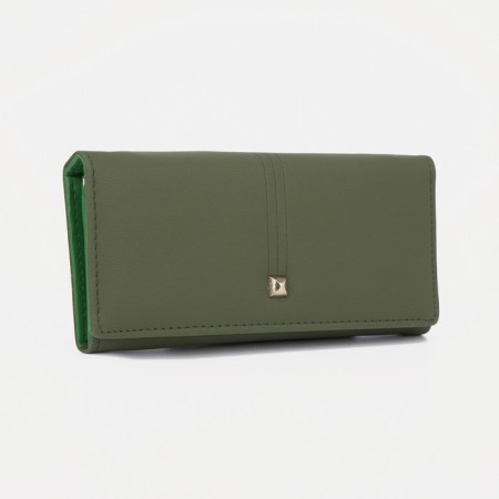 Women's wallet on magnets, green color