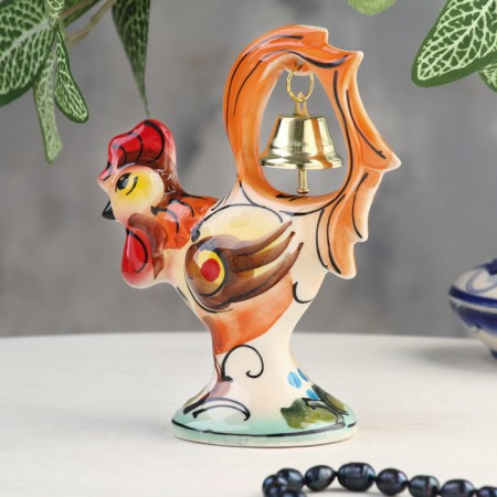 Souvenir "Cockerel with a bell", color, gzhel-11
